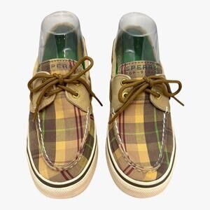 Sperry Top-Sider 2 Eye Boat Shoe Tan Red Green Plaid 7